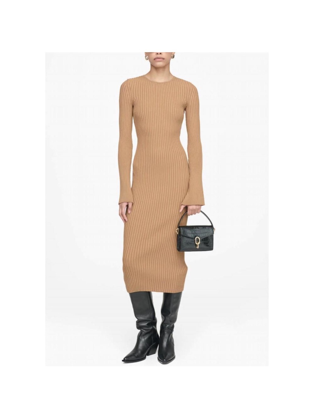 ANINE BING Long-Sleeve l Dress in Camel small